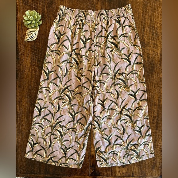 Tahari | Linen Botanical Wide Leg Palazzo Pants, Size XL - Picture 3 of 8